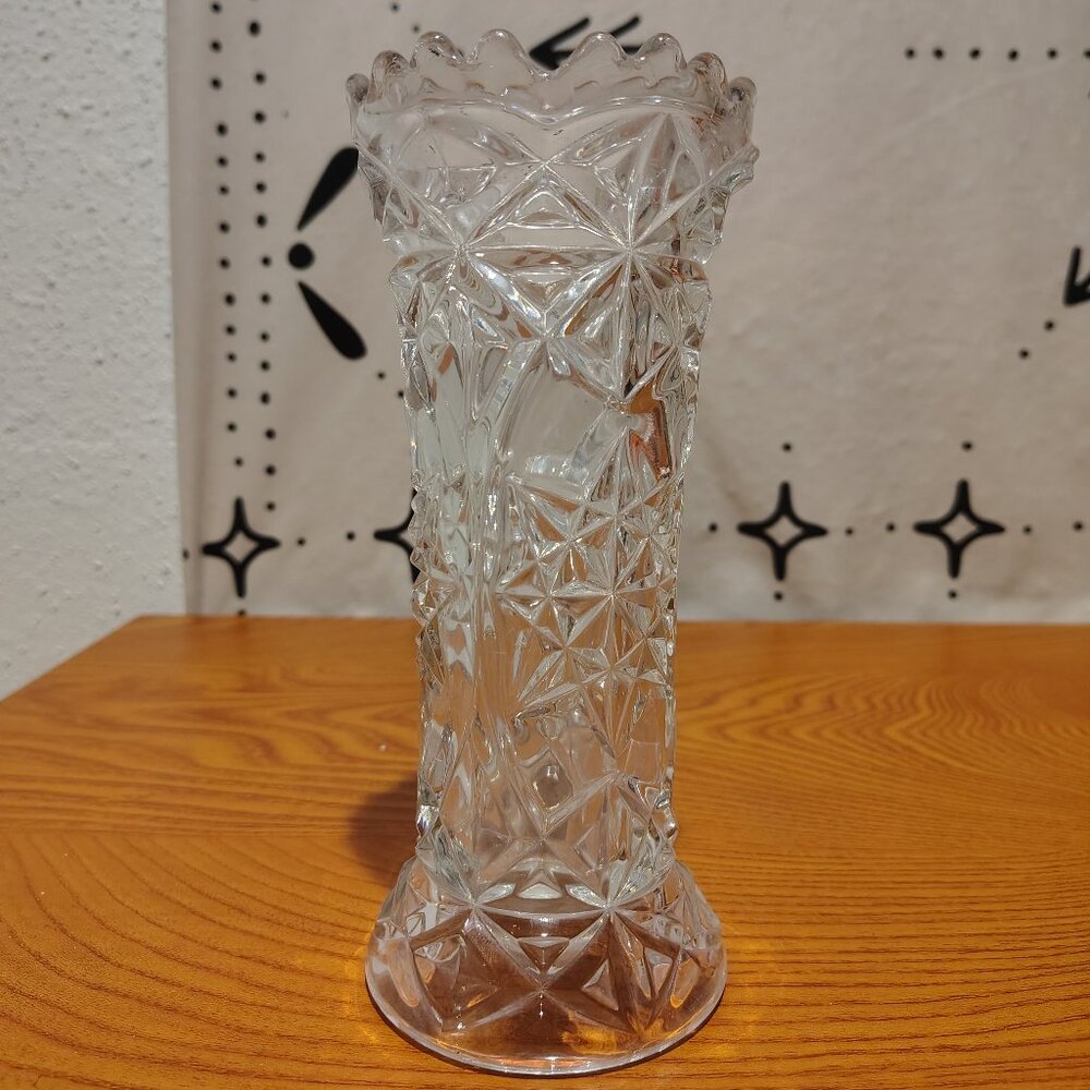 Vintage Art Deco Brilliant American Hand Cut Glass Vase
